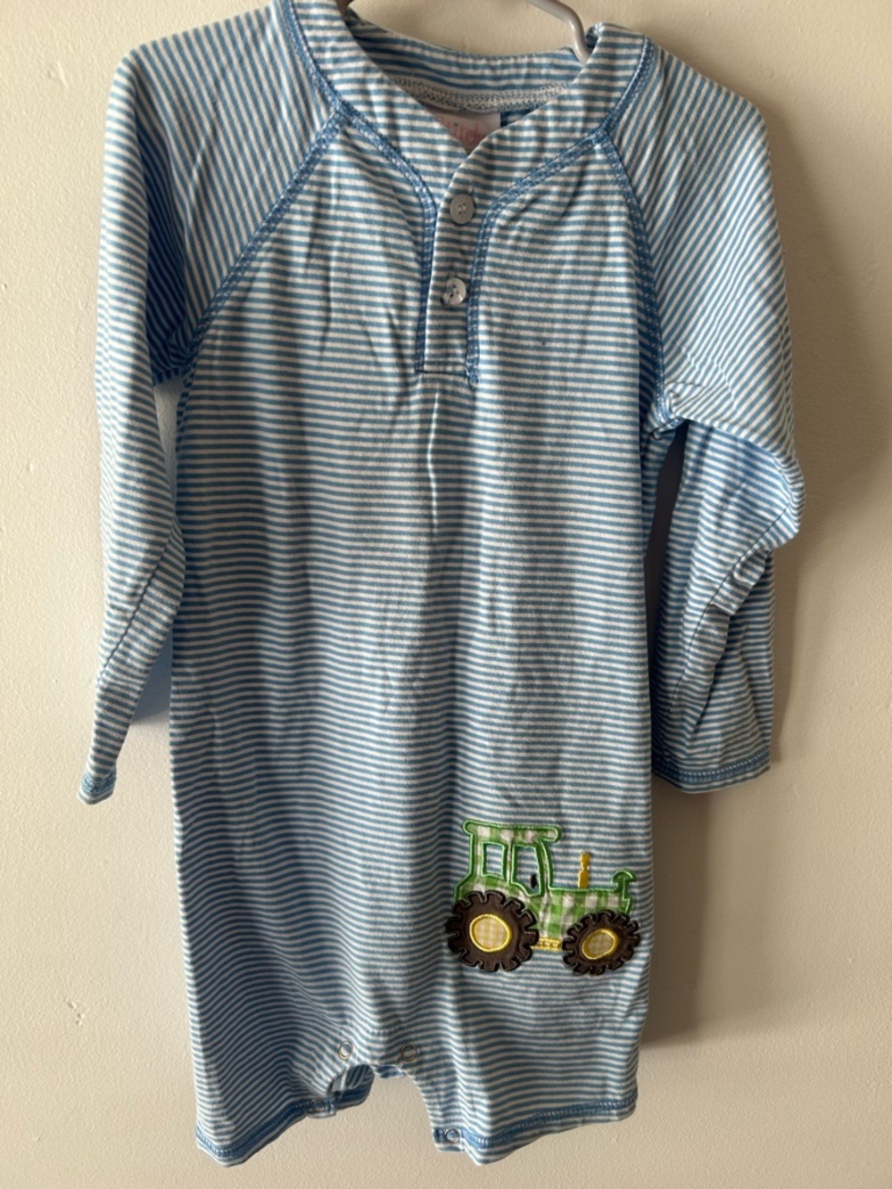 Stitchy Fish Tractor Pull Applique Short Romper 5